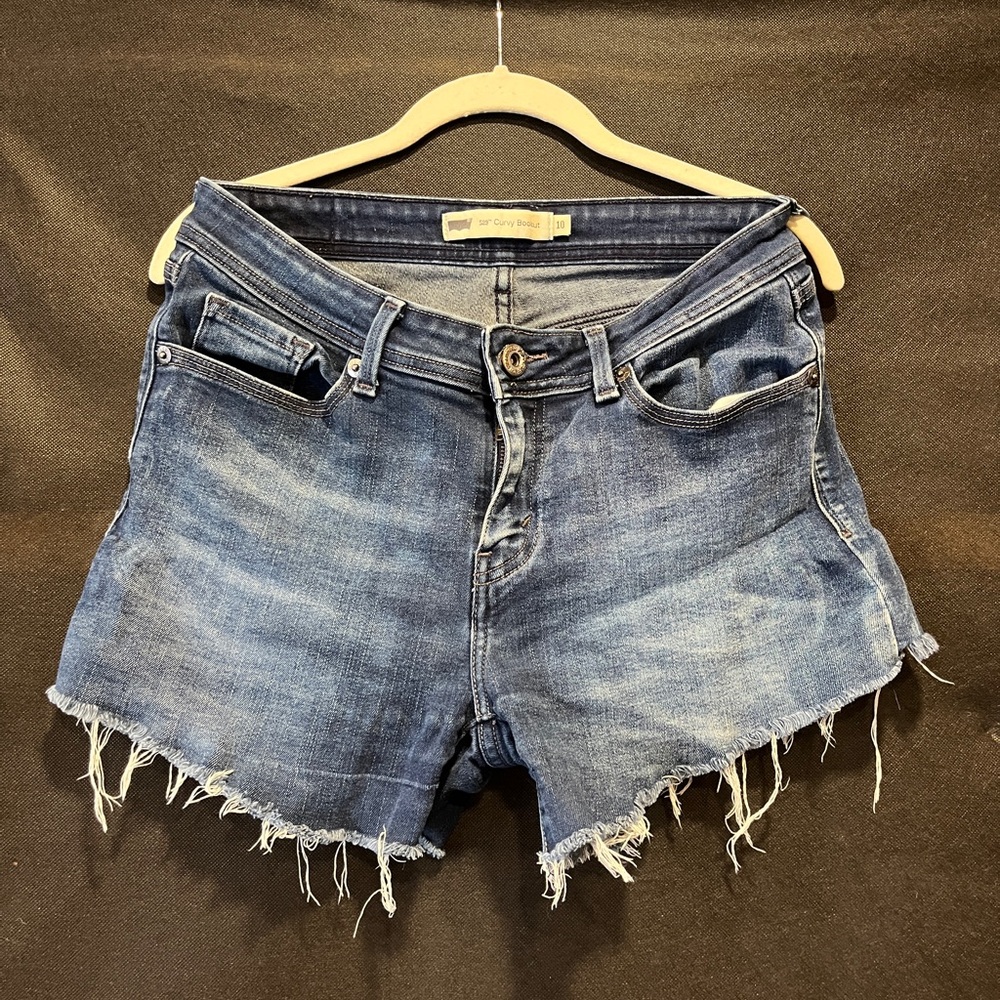 Levi's Blue Distressed Jean Shorts with Vintage Appeal